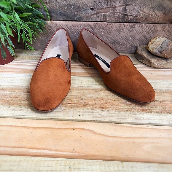 Lafayette 148 New York Siena Suede caramel slipper - Picture 1 of 8